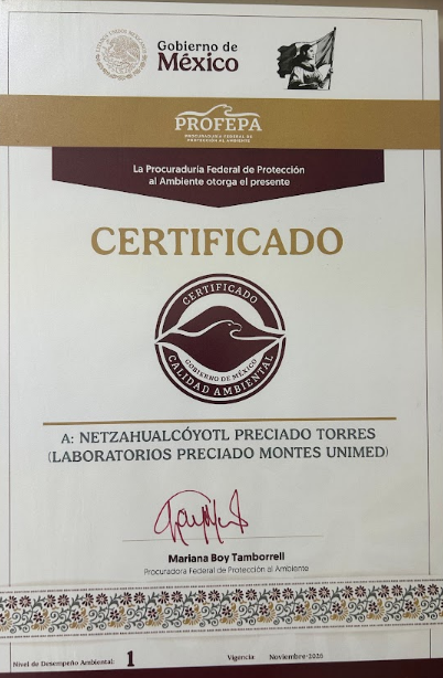 CERTIFICADO CALIDAD AMBIENTAL 